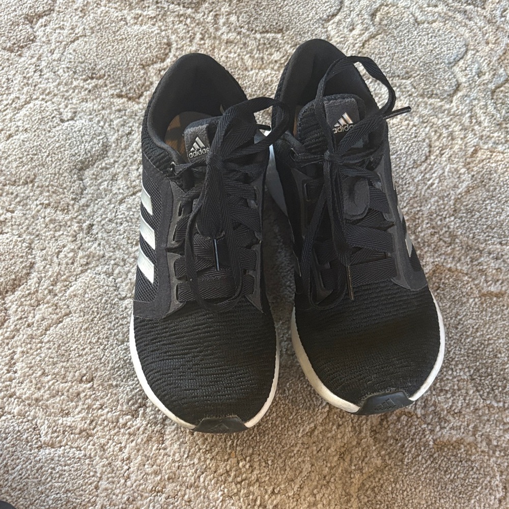 adidas Black and White Knit Lace-Up Sneakers